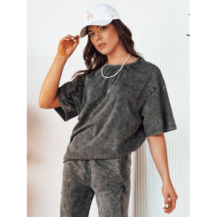 Siva ženska oversize majica s kratkimi rokavi