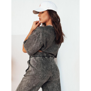 Siva ženska oversize majica s kratkimi rokavi