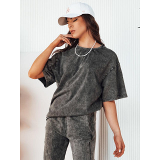 Siva ženska oversize majica s kratkimi rokavi