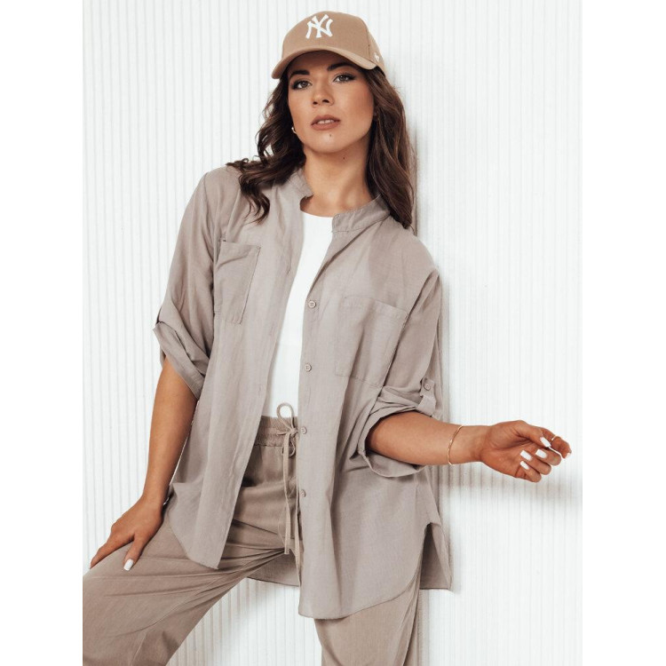 Rjava ženska srajca z žepi