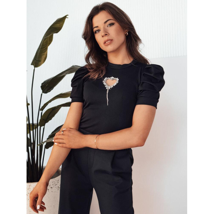 Črna ženska bluza s srčkom