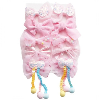 Set 10 pentlj za lase v roza barvi