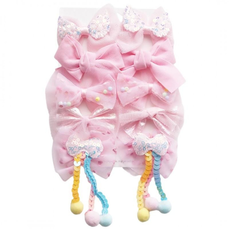 Set 10 pentlj za lase v roza barvi