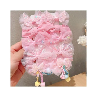 Set 10 pentlj za lase v roza barvi