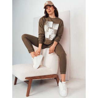 Rjav ženski pulover s potiskom