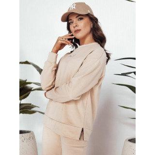 Ženski osnovni pulover v krem barvi