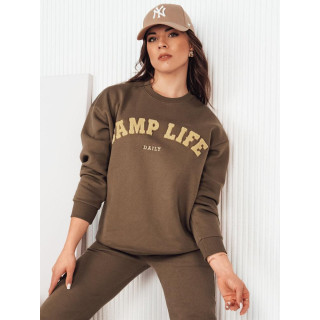 Rjav ženski pulover z napisom