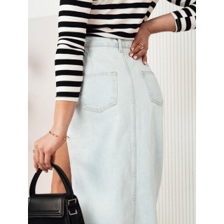 Svetlo modro denim krilo z izrezom