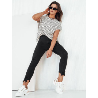 Črne ženske kavbojke z neobdelanim zaključkom