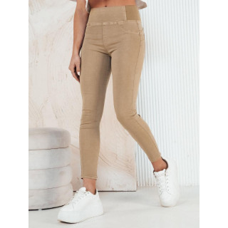 Ženske temno bež jeans hlače z visokim pasom