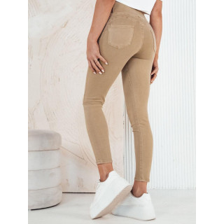 Ženske temno bež jeans hlače z visokim pasom