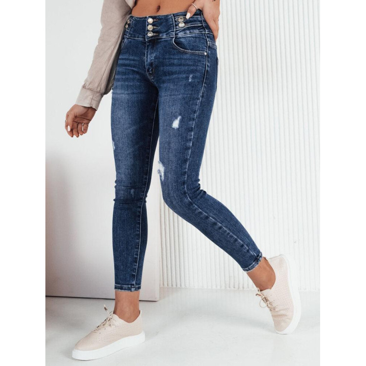 Modre ženske kavbojke s poslikavo