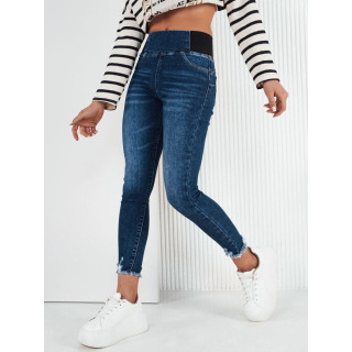 Modre ženske kavbojke z visokim pasom