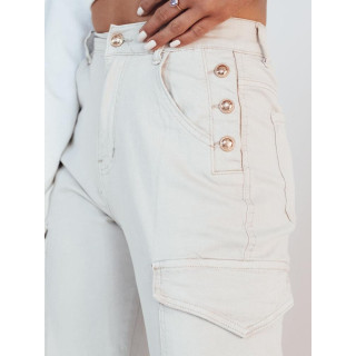 Ženske bež cargo hlače z visokim pasom