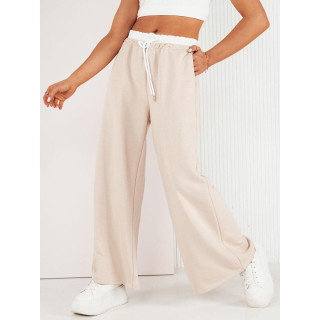 Široke ženske hlače v bež barvi