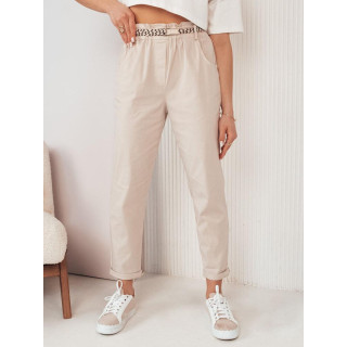Svetle bež hlače iz blaga z visokim pasom