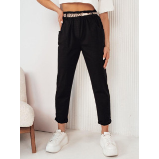 Črne hlače iz blaga z visokim pasom