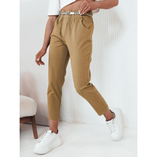 Svetlo rjave hlače iz blaga z visokim pasom