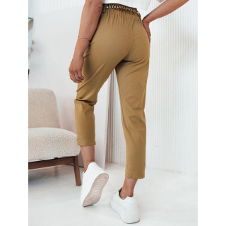 Svetlo rjave hlače iz blaga z visokim pasom