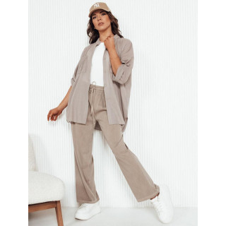 Ženske široke hlače v bež barvi