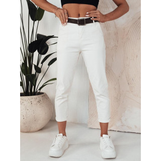 Bele ženske hlače s pasom