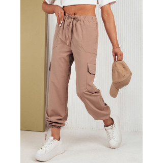 Ženske padalske hlače v bež barvi