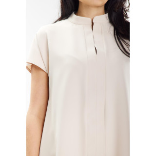 Bež obleka A-kroja s kratkimi rokavi