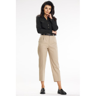 Ženska črna srajca s stoječim ovratnikom