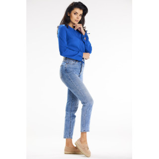 Modra bluza za prosti čas z dolgimi rokavi