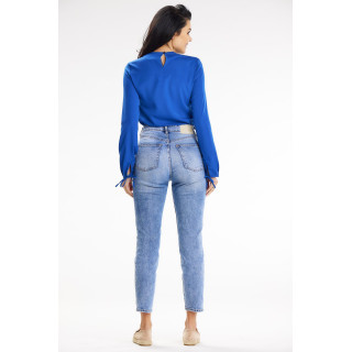 Modra bluza za prosti čas z dolgimi rokavi