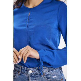 Modra bluza za prosti čas z dolgimi rokavi