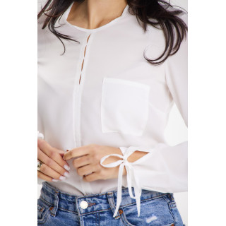 Ženska bela bluza z dolgimi rokavi
