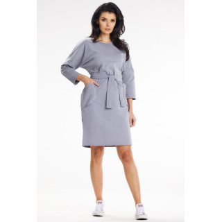 Siva ženska obleka s pasom