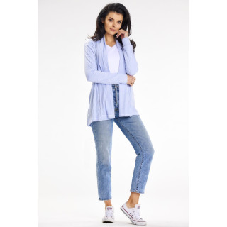 Ženski ohlapen moder pulover s pasom