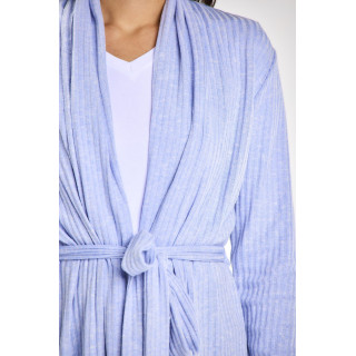 Ženski ohlapen moder pulover s pasom