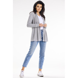 Siv ohlapen ženski pulover s pasom