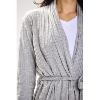 Siv ohlapen ženski pulover s pasom