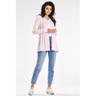 Ohlapen roza ženski pulover s pasom