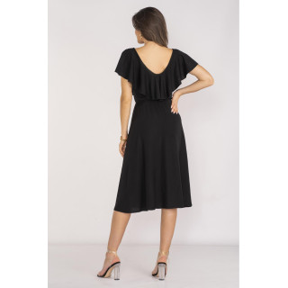 Elegantna črna obleka z volančkom