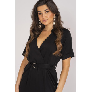 Črn ženski kombinezon s pasom