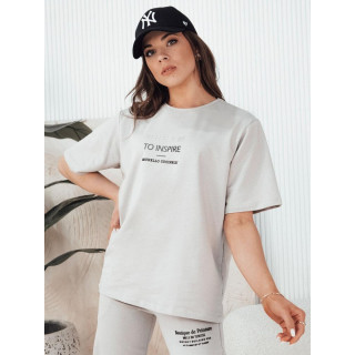 Ženski komplet s potiskom v sivi barvi