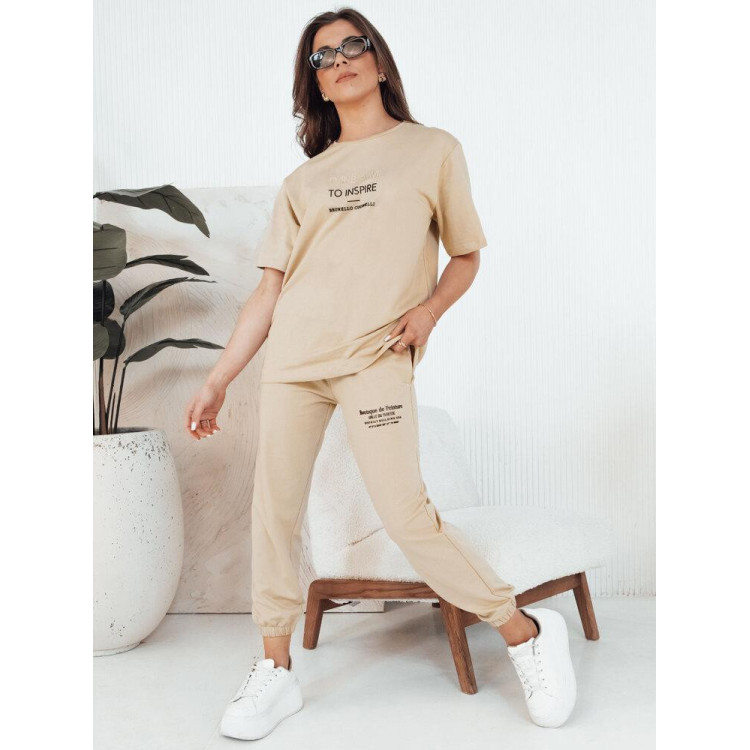 Bež ženski komplet s potiskom