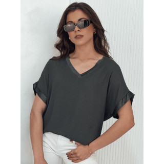 Ohlapna temno siva ženska majica s kratkimi rokavi