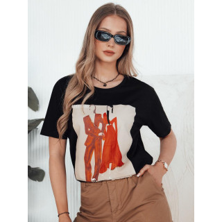 Črna ženska majica s potiskom