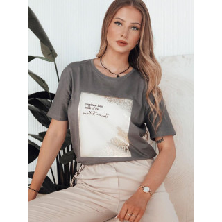 Temno siva bombažna majica s potiskom