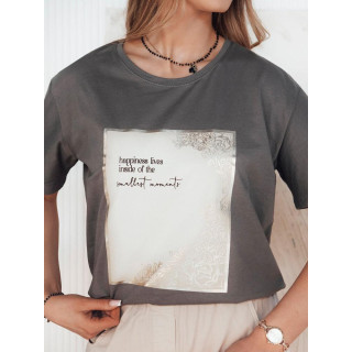 Temno siva bombažna majica s potiskom