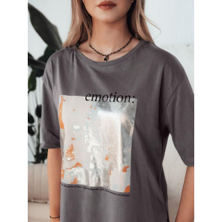 Temno siva dolga ženska majica s potiskom