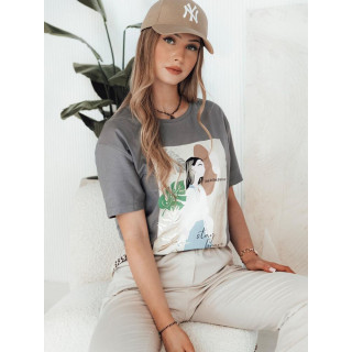 Temno siva ženska majica s potiskom