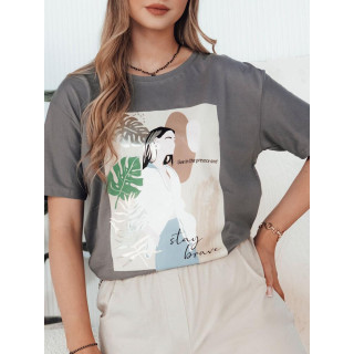 Temno siva ženska majica s potiskom