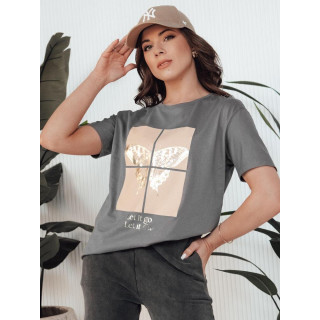 Temno siva ženska majica s potiskom